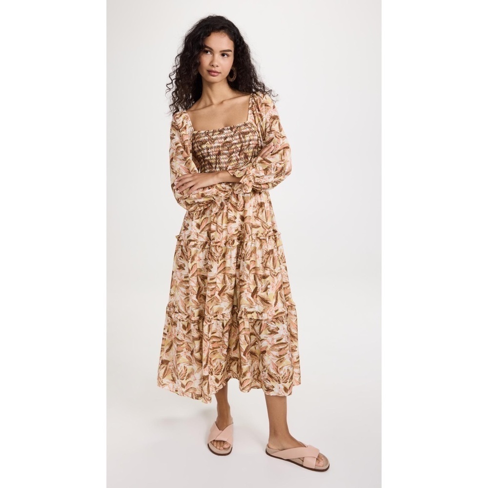 Moon River Women's Brown Smocked Dress Size Small​​​​​​